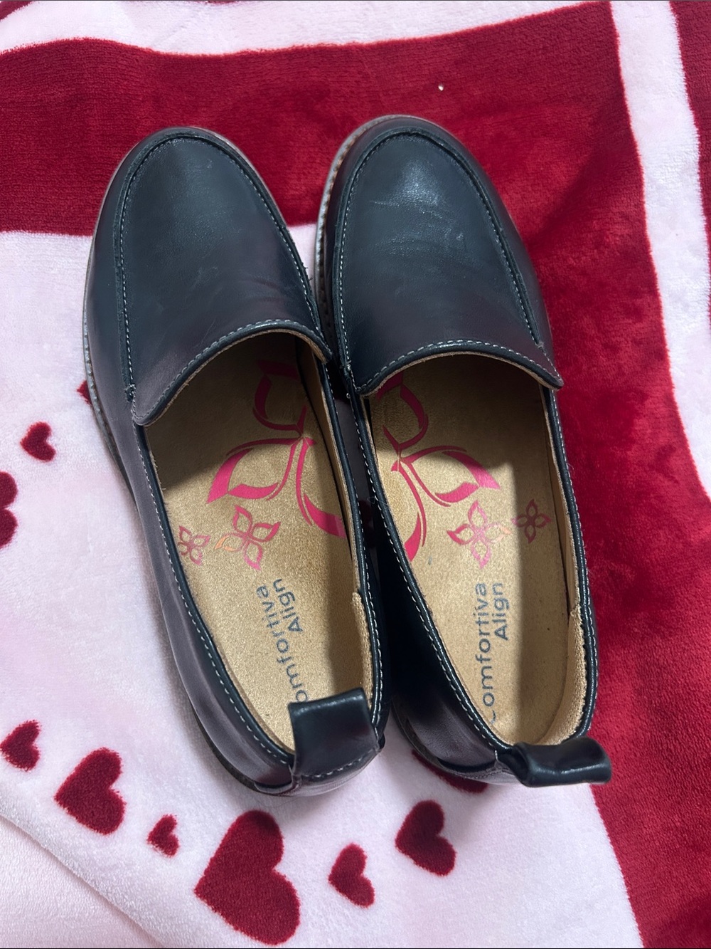 Comfortiva Black Slip-On Loafers